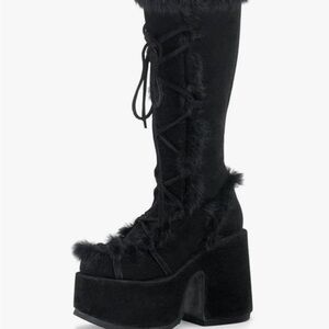 Women's Black Platform Fur Boots